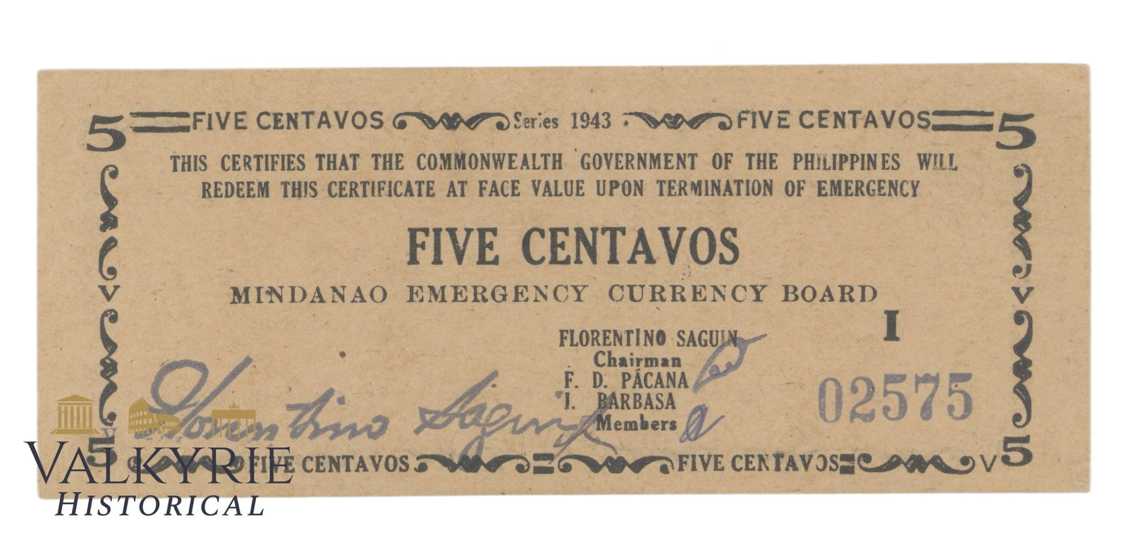 Philippines – Mindanao, 5 centavos, 1943, Pick S481a, XF/EF-: Philippines – Mindanao, 5 centavos, 1943, Pick S481a, XF/EF- Shipping flat cost $25 it doesn't matter how many items you win. you pay just $25 for shipping.