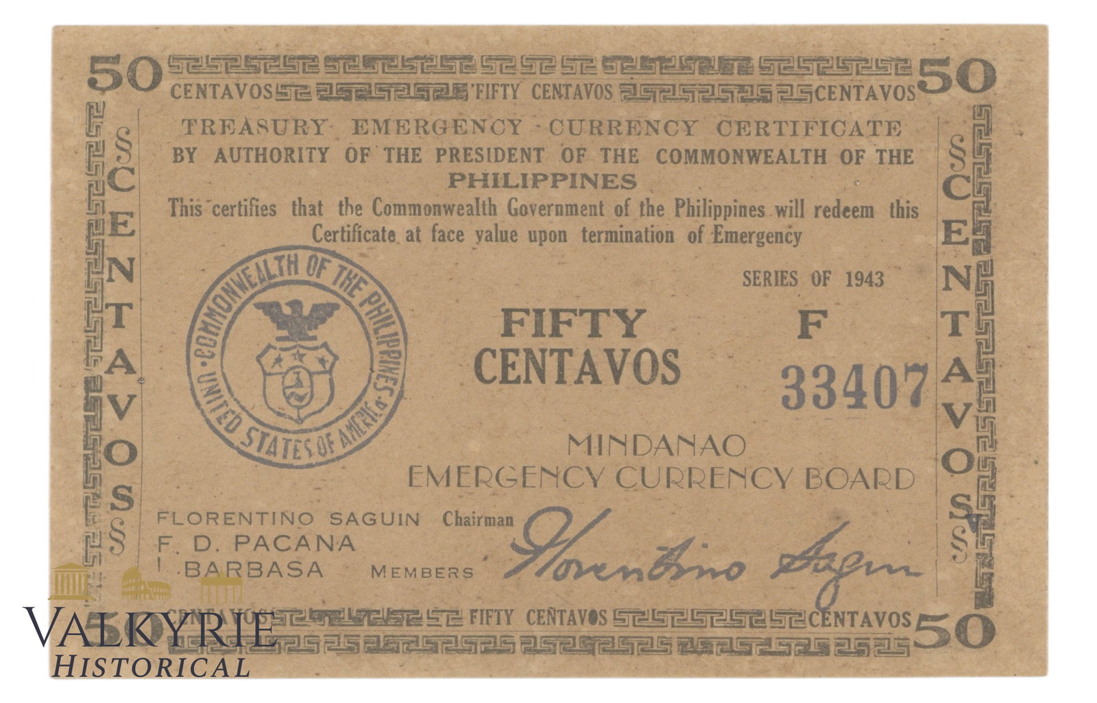 Philippines – Mindanao, 50 centavos, 1943, Pick S484, XF/EF: Philippines – Mindanao, 50 centavos, 1943, Pick S484, XF/EF .Shipping flat cost $25 it doesn't matter how many items you win. you pay just $25 for shipping.