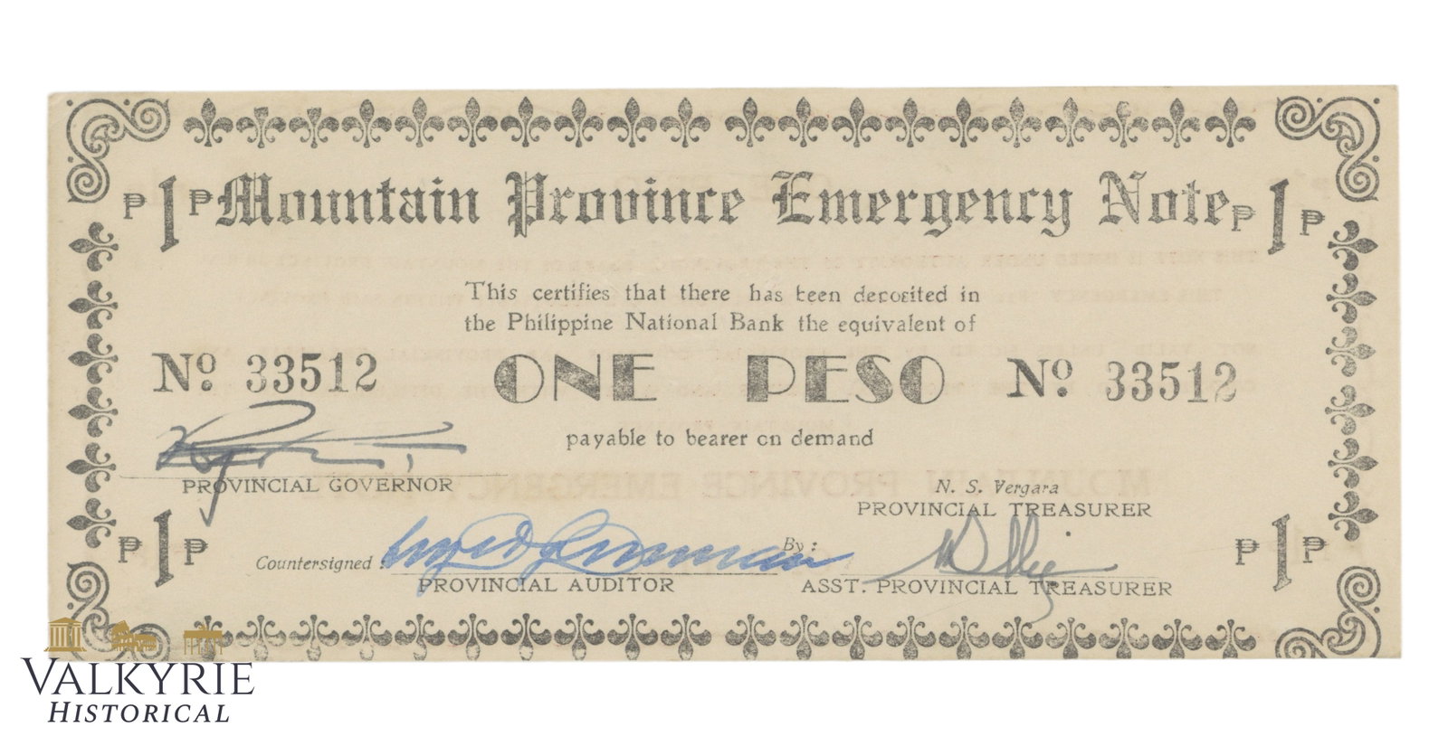 Philippines - Mountain Province, 1 Peso 1942, Pick S595a, AU- (1 of 2)