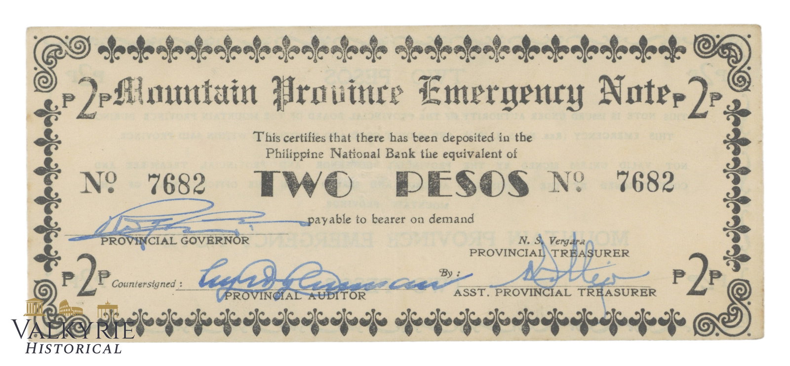 Philippines - Mountain Province, 2 Pesos 1942, Pick S596b, AU (1 of 2)