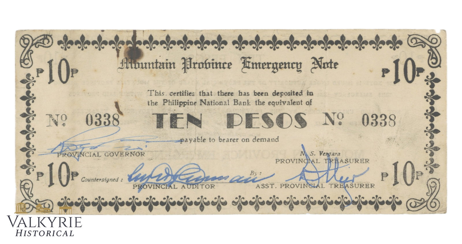 Philippines - Mountain Province, 10 Pesos 1942, Pick S598, XF/EF-: Philippines - Mountain Province, 10 Pesos 1942, Pick S598, XF/EF- . Shipping flat cost $25 it doesn't matter how many items you win. you pay just $25 for shipping.
