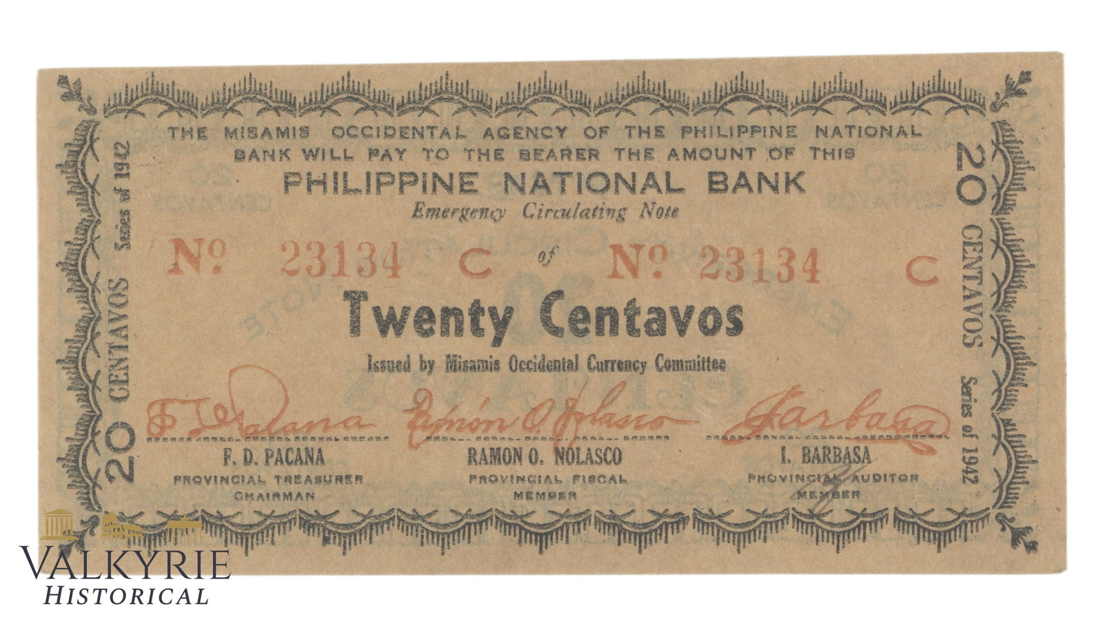 Philippines – Misamis Occidental, 20 Centavos, 1942, Pick S574, AU-: Philippines – Misamis Occidental, 20 Centavos, 1942, Pick S574, AU- . Shipping flat cost $25 it doesn't matter how many items you win. you pay just $25 for shipping.