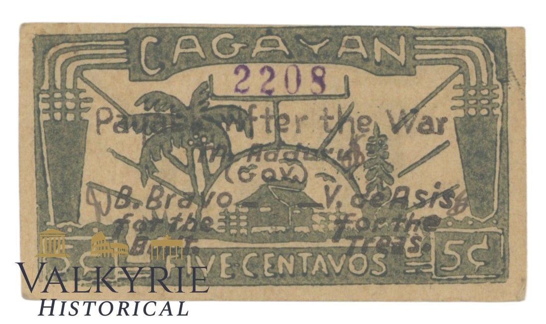 Philippines – Cagayan, 5 Centavos, 1942, Pick S178a, AU,: Philippines – Cagayan, 5 Centavos, 1942, Pick S178a, AU, Shipping flat cost $25 it doesn't matter how many items you win. you pay just $25 for shipping.