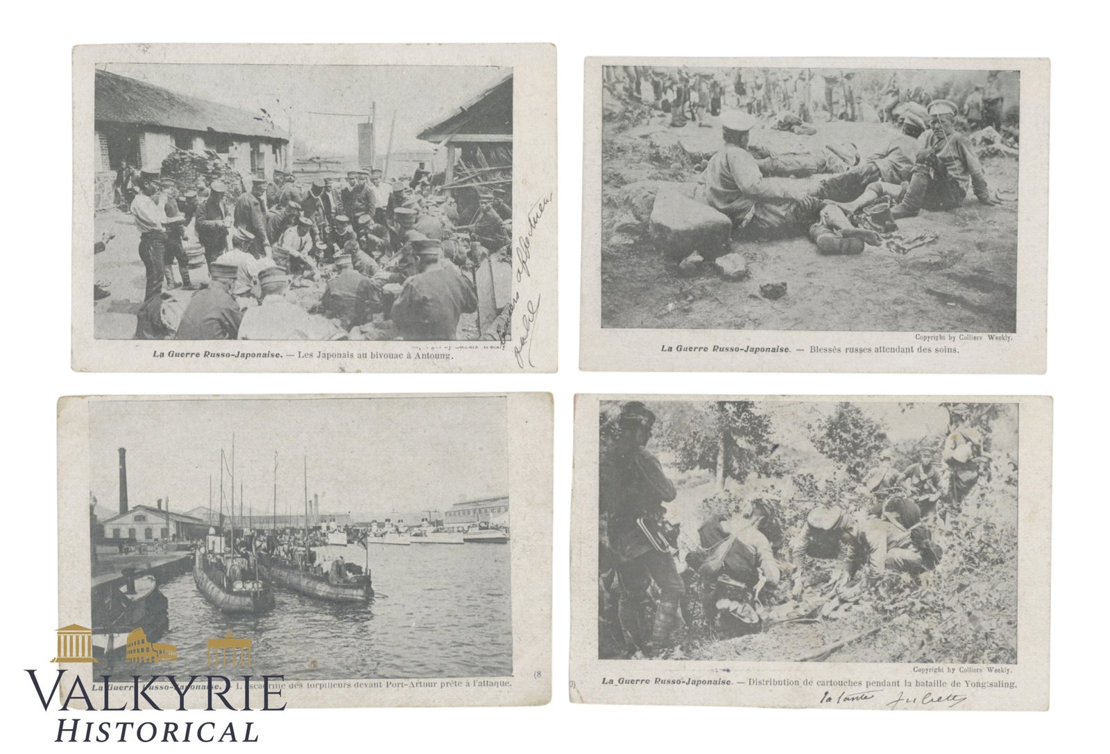 4 Postcards from the Russo-Japanese War 1904-1905. .: 4 Postcards from the Russo-Japanese War depicting both Russians and Japanese. Two written and posted, 1904-1905. One postcard shows Port Arthur (now Lushunkou, Dalian, China). Shipping flat cost $25 i