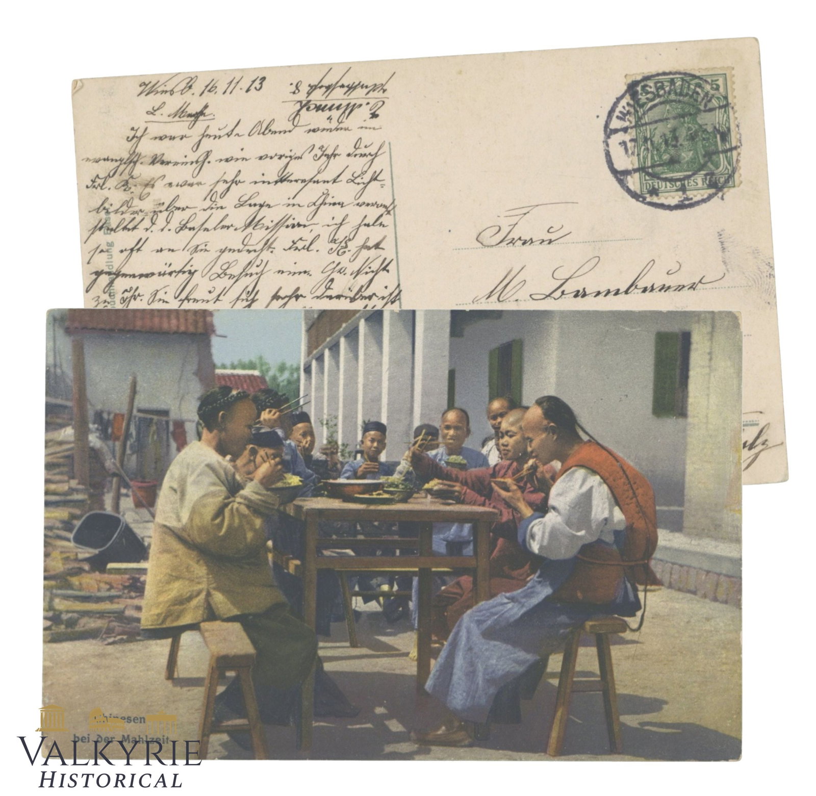 China - Chinese People Eat a Good Meal 1913: China - Chinese People Eat a Good Meal, German postcard. Signed and posted 1913. Flat shipping cost $25; it doesn't matter how many items you win. You pay just $25 for shipping.