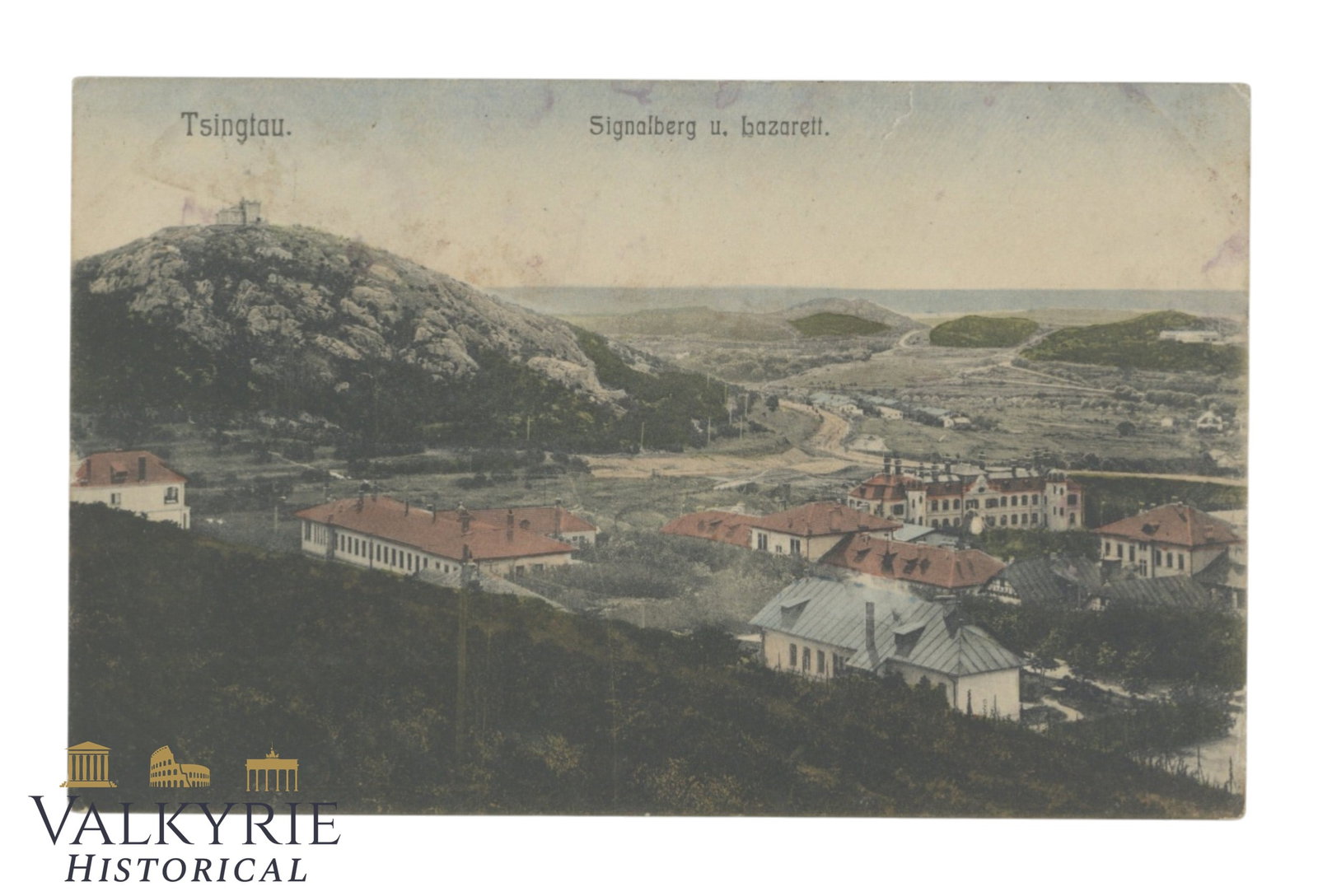 Qingdao, China (archaically known as Tsingtao) circa 1910-1912.: Qingdao, China (archaically known as Tsingtao) circa 1910-1912. View from above of the infirmary. Not signed or posted. Shipping flat cost $25 it doesn't matter how many items you win. you pay just $2