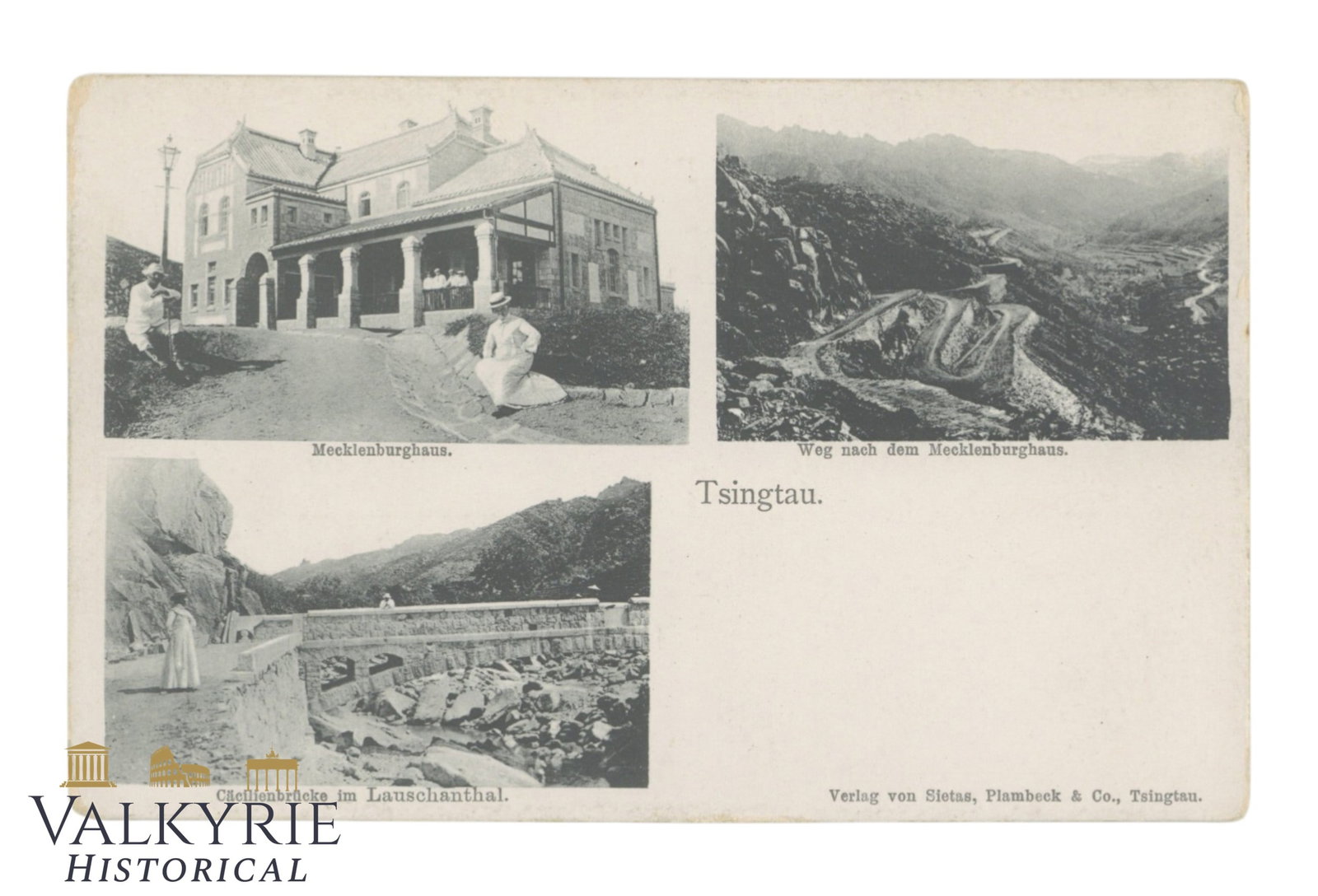 China Tsingtau (Qingdao) Mountain View and Shelter circa 1900.: China Tsingtau (Qingdao) Mountain View and Shelter circa 1900. Not signed or posted. Shipping flat cost $25 it doesn't matter how many items you win. you pay just $25 for shipping.