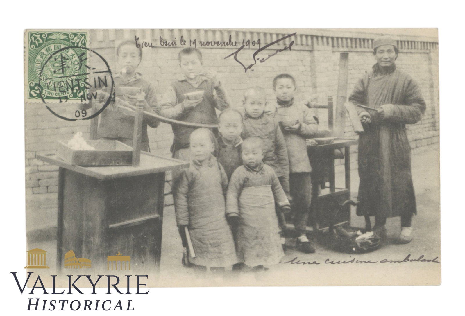 Tianjin, China (Tientsin), Chineses Family Around 1909: Tianjin, China (Tientsin), Chineses family around 1909 with a Chinese Imperial Post stamp postmarked from Tientsin. Shipping flat cost $25 it doesn't matter how many items you win. you pay just $25 fo