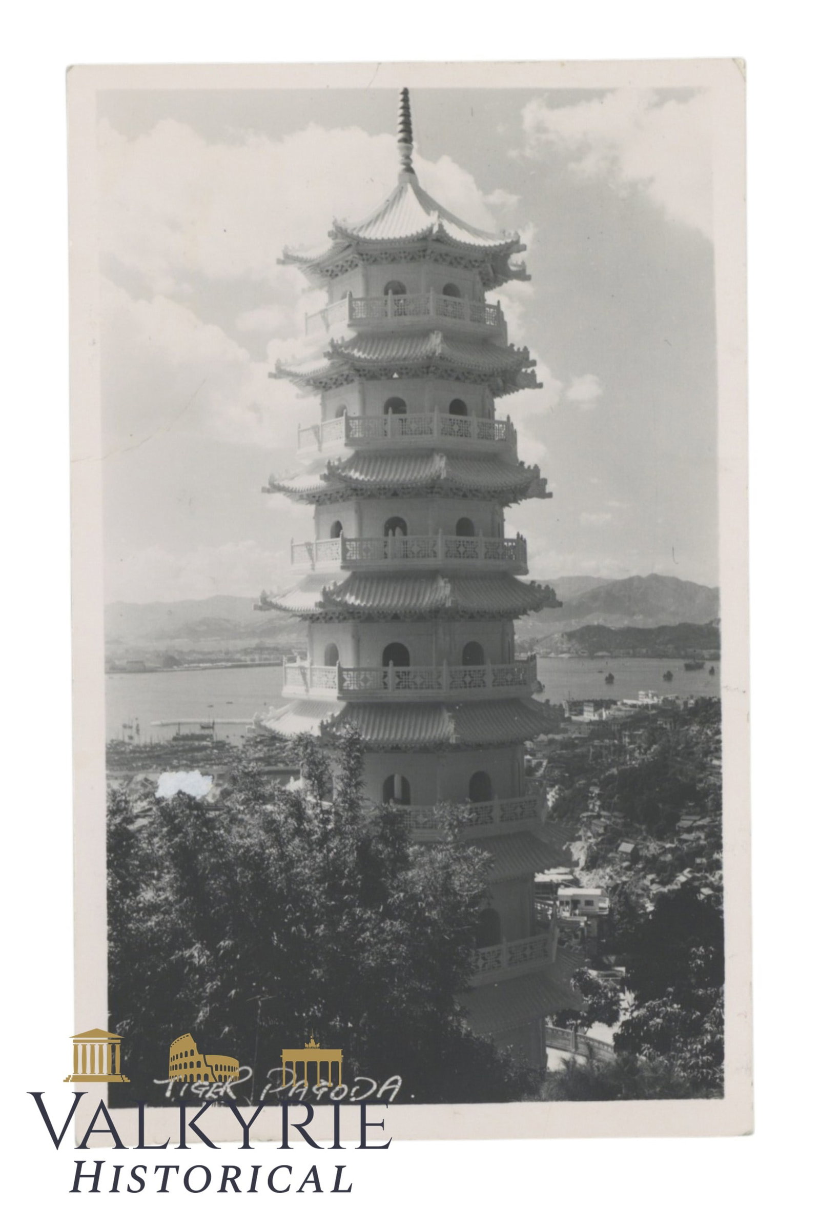 Hong Kong - China- Tiger Pagoda Balm Garden: Hong Kong - China- Tiger Pagoda Balm Garden , circa 1950. Inscribed and posted, but missing a stamp. Flat shipping cost $25; It doesn't matter how many items you win. You pay just $25 for shipping.