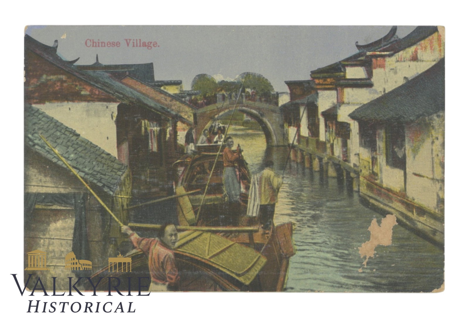 China - Chinese Village - circa 1910.: China - Chinese Village - circa 1910. Flat shipping cost $25; it doesn't matter how many items you win. You pay just $25 for shipping.