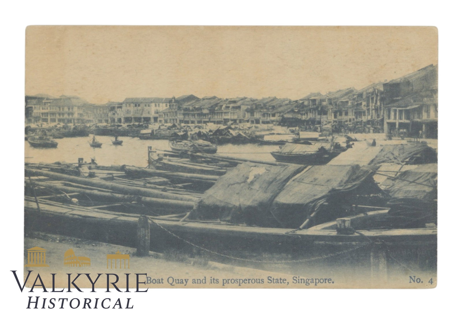 Singapore - Boat Quay and is Prosperous State - around 1920.: Singapore - Boat Quay and is Prosperous State - around 1920. Shipping flat cost $25 it doesn't matter how many items you win. you pay just $25 for shipping.