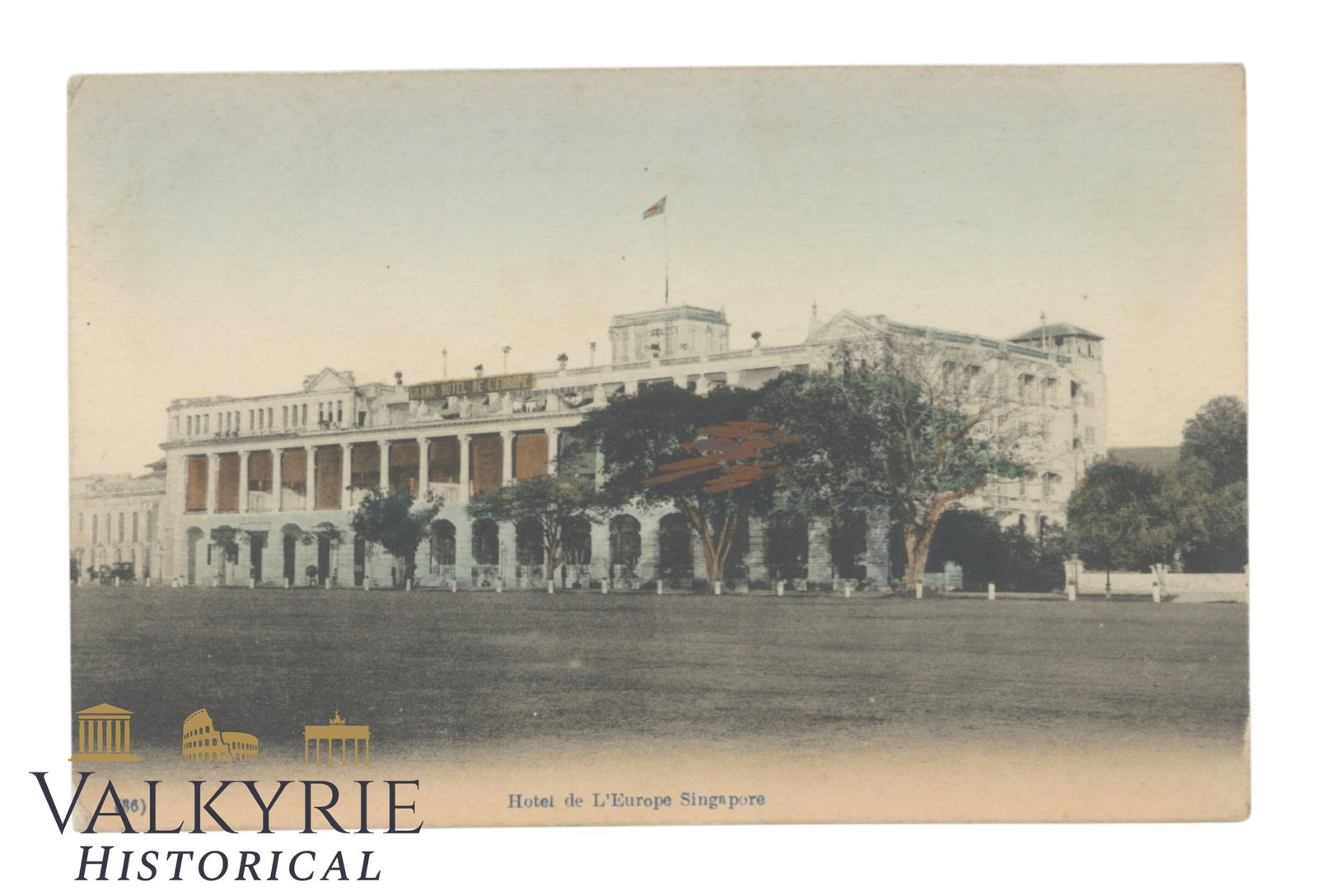 Singapore - Grand Hotel de L'Europe - around 1920.: Singapore - Grand Hotel de L'Europe - around 1920. Shipping flat cost $25 it doesn't matter how many items you win. you pay just $25 for shipping.
