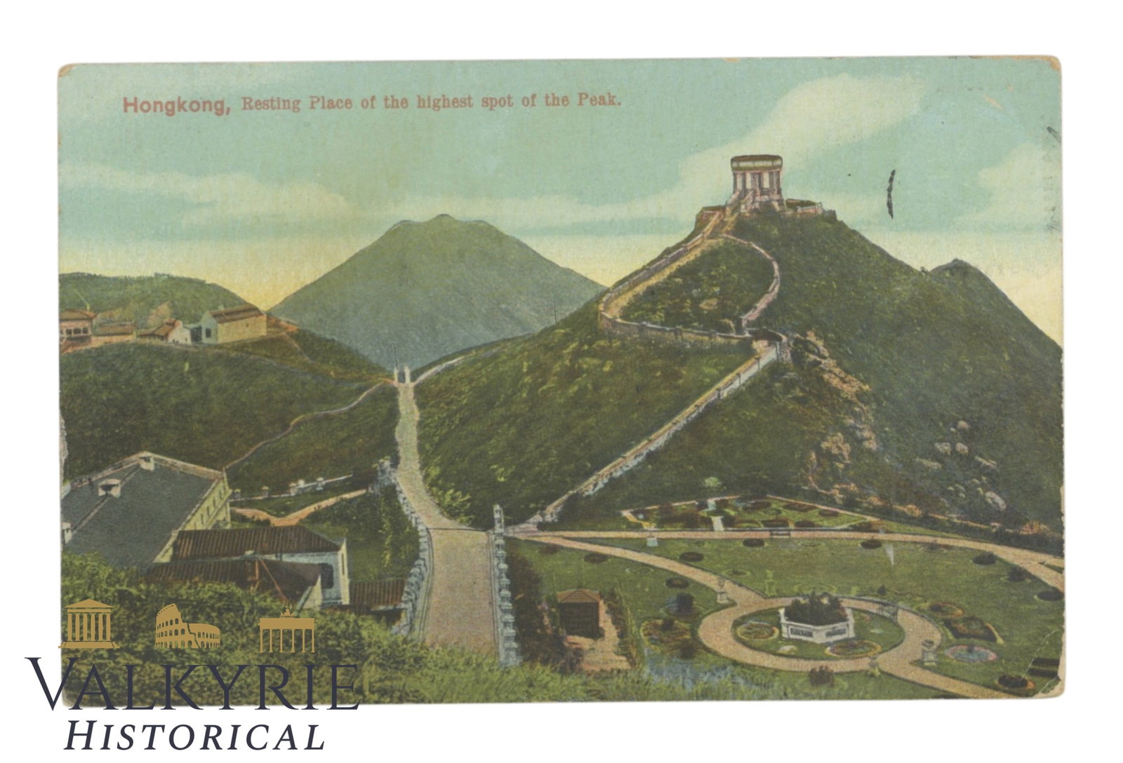 Hong Kong - Resting Place of the Highest Spot of the Peak: Hong Kong - Resting Place of the Highest Spot of the Peak - around 1910. Shipping flat cost $25 it doesn't matter how many items you win. you pay just $25 for shipping