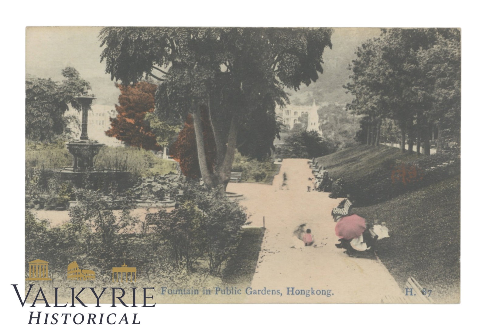 Hong Kong - Fountain in Public Garden - around 1910.: Hong Kong - Fountain in Public Garden - around 1910. Sent but missing stamps. Shipping flat cost $25 it doesn't matter how many items you win. you pay just $25 for shipping.