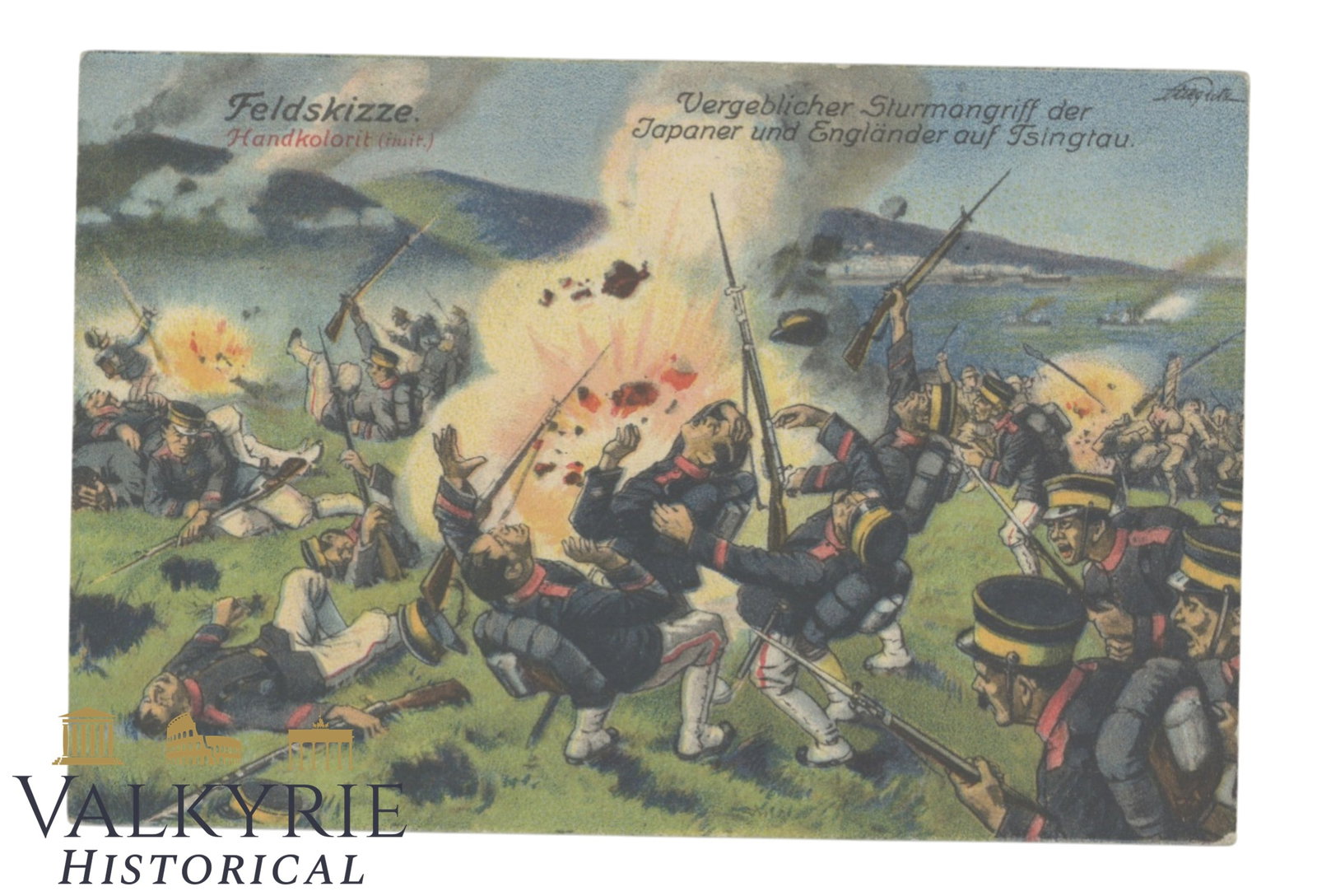 China Tsingtau (Qingdao) - Futile Attack by the Japanese and England on Tsingtau .: China Tsingtau (Qingdao) - Futile Attack by the Japanese and England on Tsingtau . Postcard describe but not send in 1915. Shipping flat cost $25 it doesn't matter how many items you win. you pay