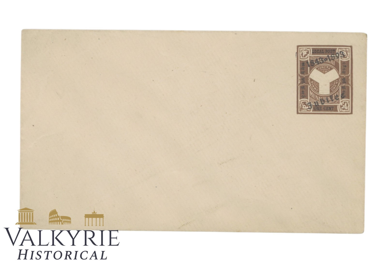 China - Shanghai - Envelop Local Post -1 Cent - Anniversary of 50 Years Treaty Uprising 1843 -1893: China - Shanghai - Envelope with overprint stamps Local Post - 1 Cent - Anniversary of 50 Years Treaty Uprising 1843 -1893 Shipping flat cost $25 it doesn't matter how many items you win. you pay