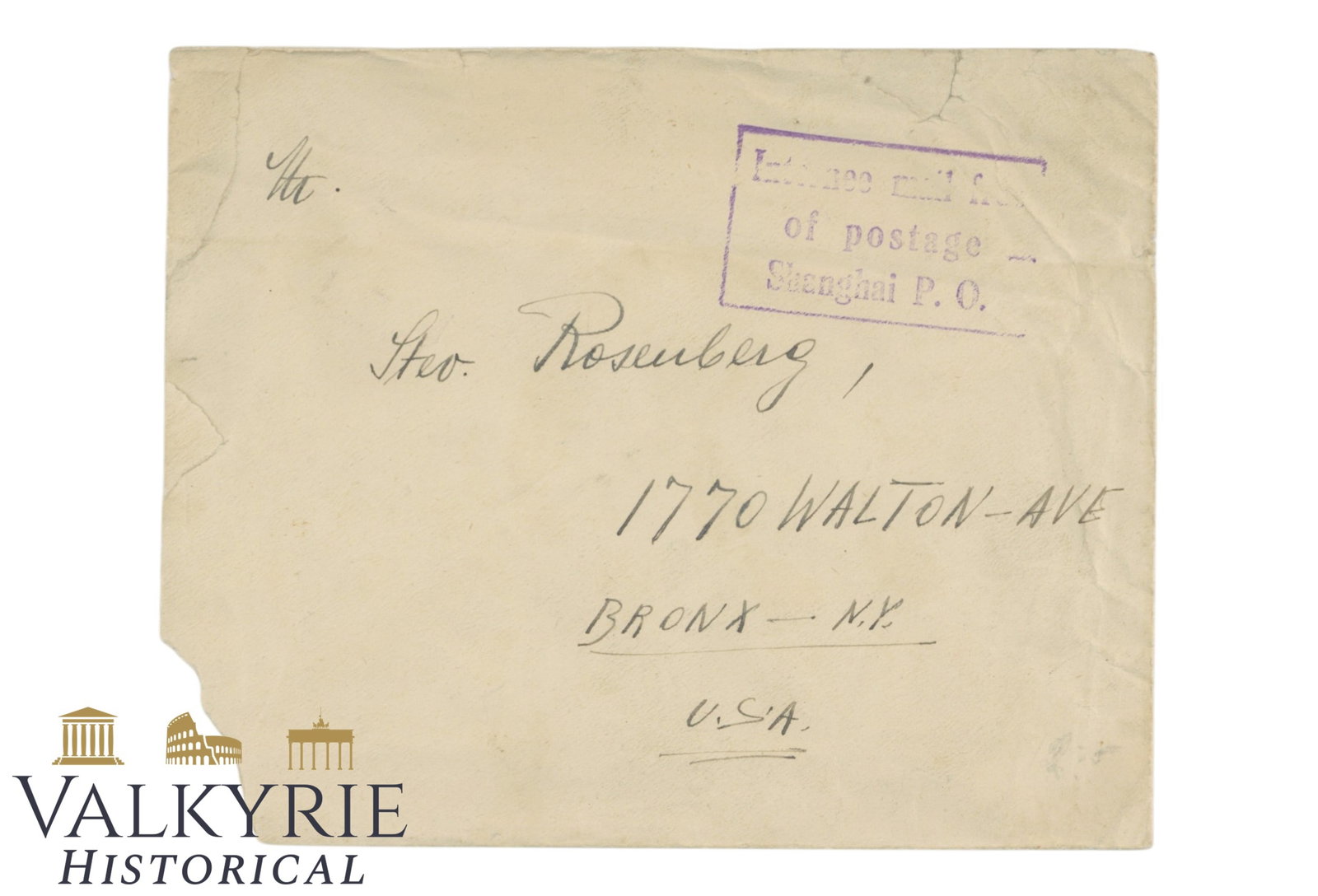 Shanghai Ghetto - Letter Sent to USA by Wilhelm Glaubach - Internment stamp from Shanghai: Shanghai Ghetto - Letter Sent to USA by Wilhelm Glaubach - Internment stamp from Shanghai .Shipping flat cost $25 it doesn't matter how many items you win. you pay just $25 for shipping.