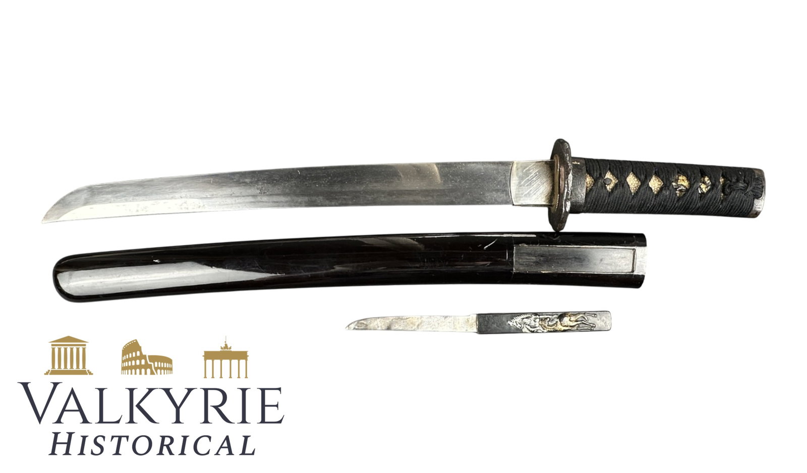 Japanese Wakizashi Short Sword Edo Period 1876: ****Shipping only within the EU! *** Japanese Wakizashi Short Sword. The wakizashi scabbard features a short blade, a kogai spike.The handle (tsuka) is wrapped with decorative cord (uchi-himo).This pi