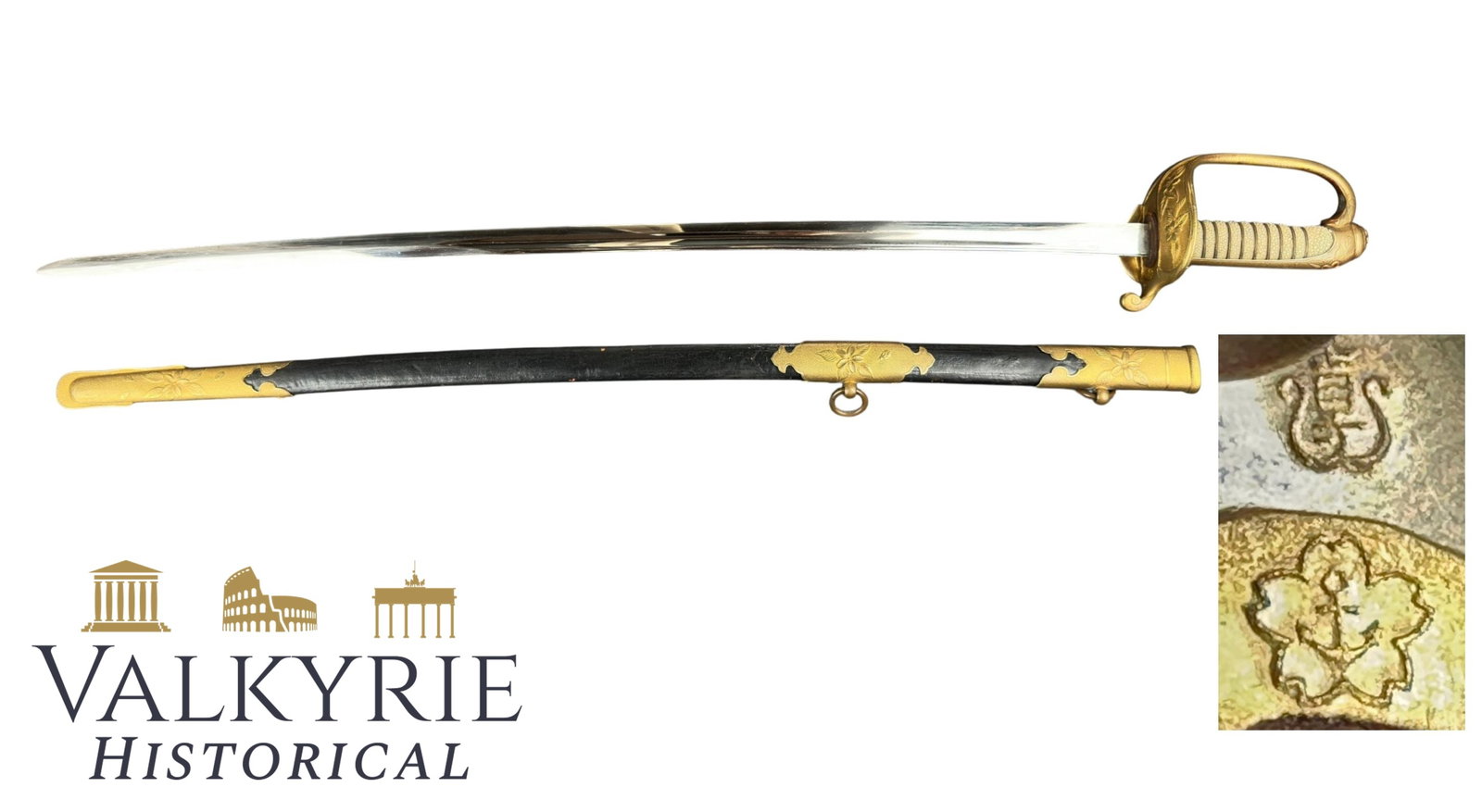 Imperial Japanese Navy Officer's Saber around 1870: ****Shipping only within the EU! *** Imperial Japanese Navy Officer's Saber.Distinctive finished blade tip (referring to the tradition of sharpening samurai weapons such as katana and wakizashi)Length
