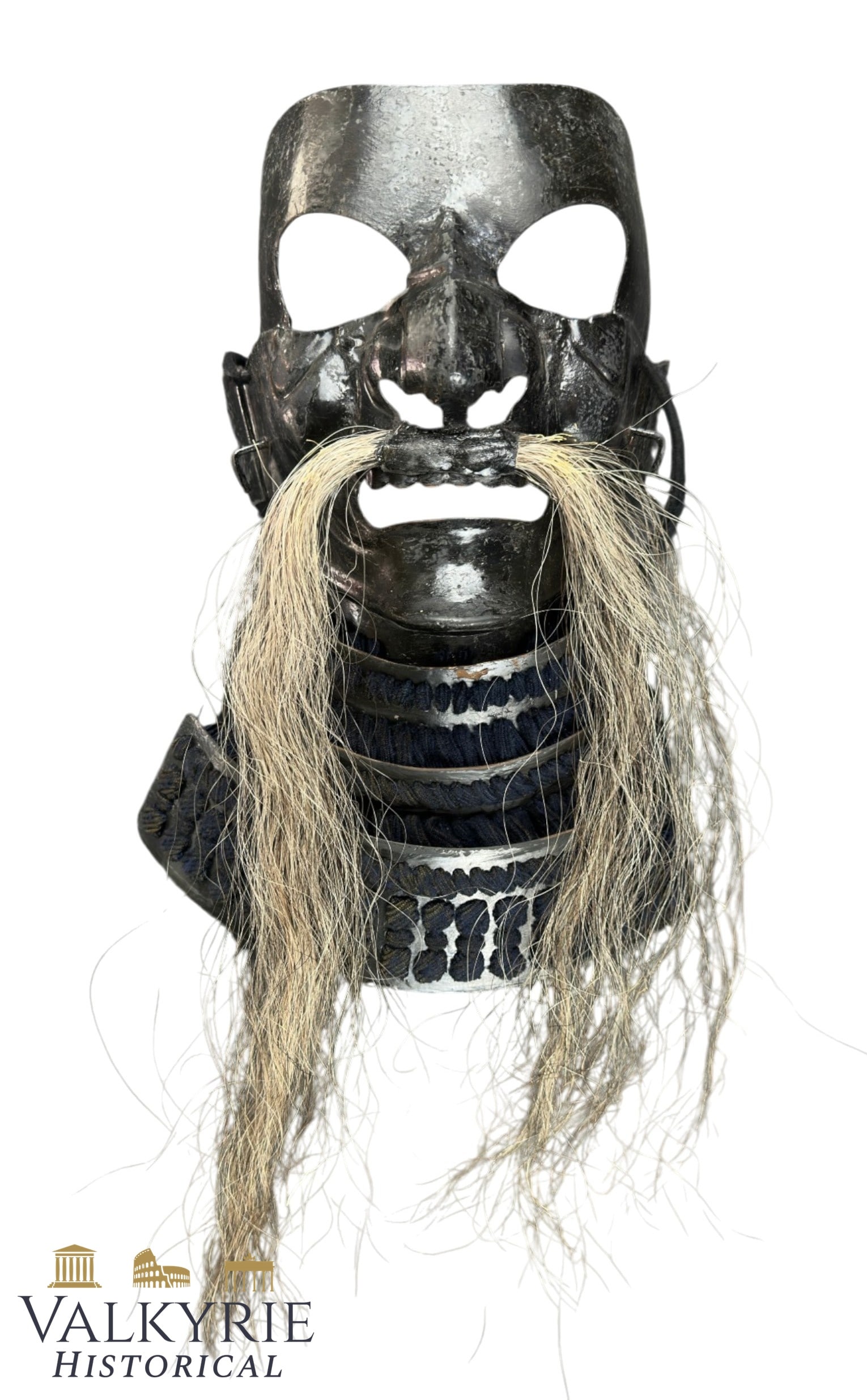 Traditional Japanese Samurai Mask Covering the Entire Face- Edo period (17th-19th Centuries).: ****Shipping only within the EU! *** A traditional Japanese samurai mask covering the entire face, used during the Edo period (17th-19th centuries).The mask is made of wrought iron and coated with lac