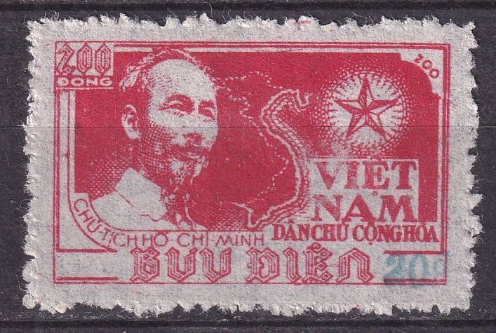 1954 Vietnam Postage stamps with hand-stamped imprint of the new value Mi 21 (*): 1954 Vietnam Postage stamps with hand-stamped imprint of the new value Mi 21 (*) mint never hinged. Shipping flat cost $25 it doesn't matter how many items you win. you pay just $25 for shipping.