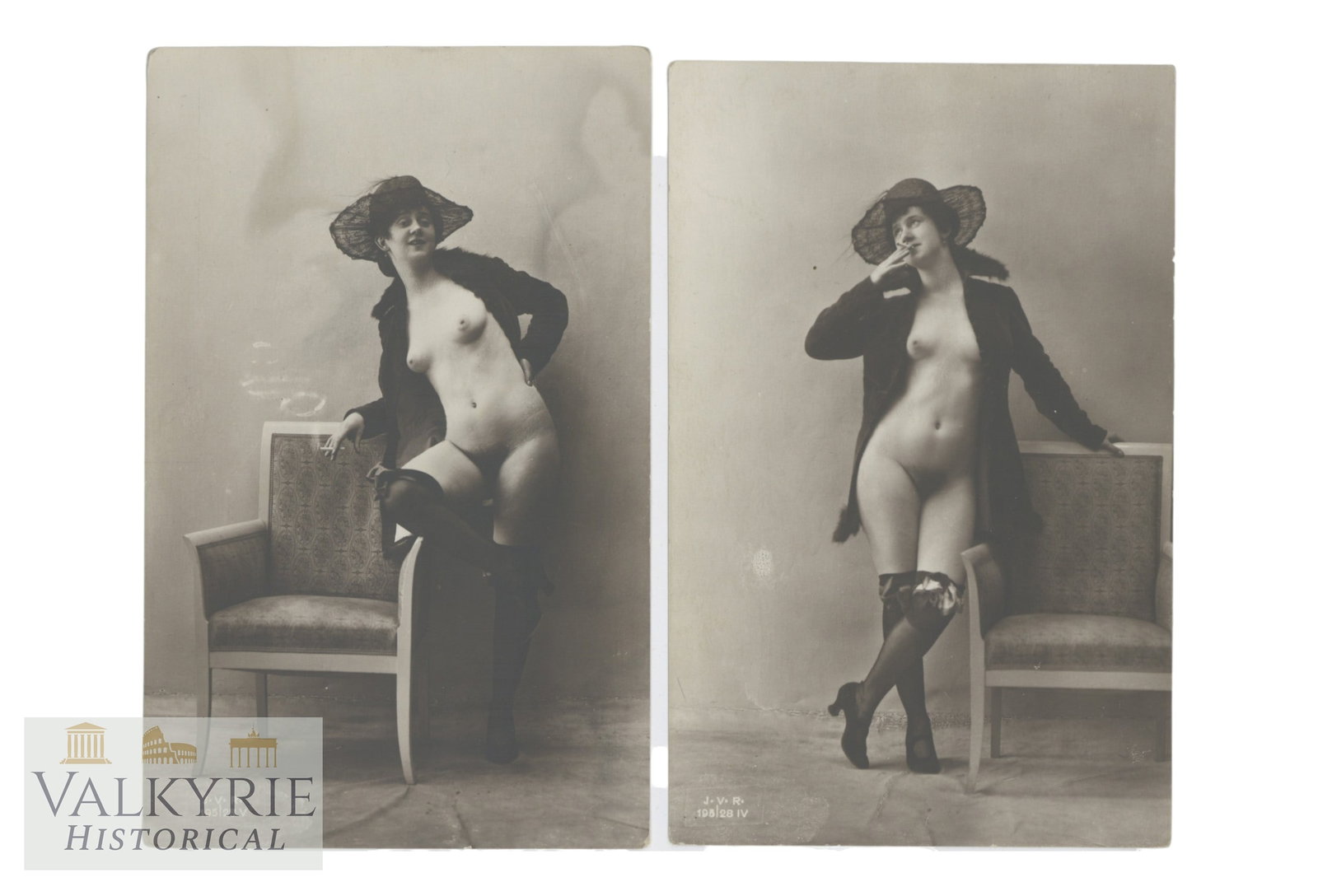 Two Artistic Photos - Female Nudes. Postcard size, circa 1910-1930.: Two Artistic Photos - Female Nudes. Postcard size, circa 1910-1930. Shipping flat cost $25 it doesn't matter how many items you win. you pay just $25 for shipping.
