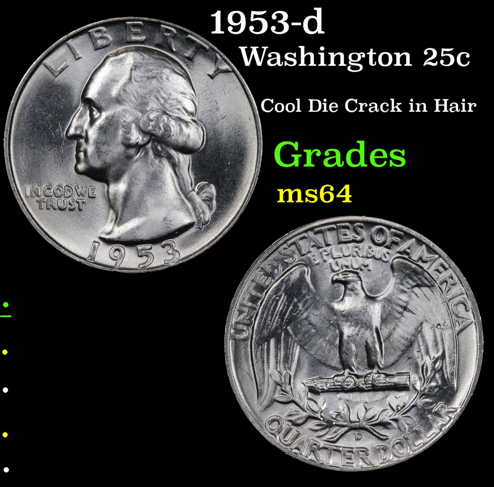 1953-d Washington Quarter 25c Grades Choice Unc (1 of 3)