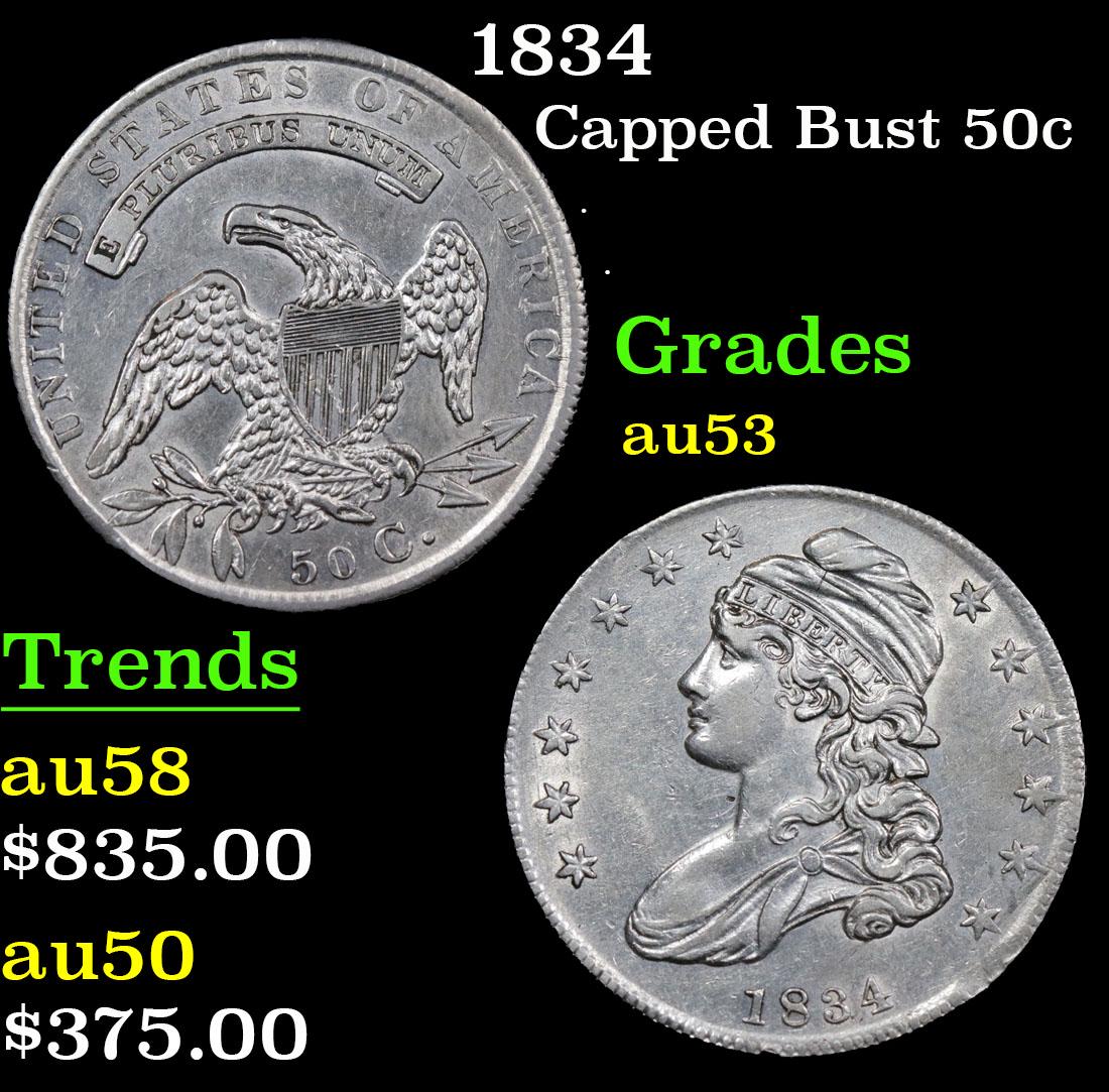 1834 Capped Bust Half Dollar 50c Grades Select AU (1 of 3)