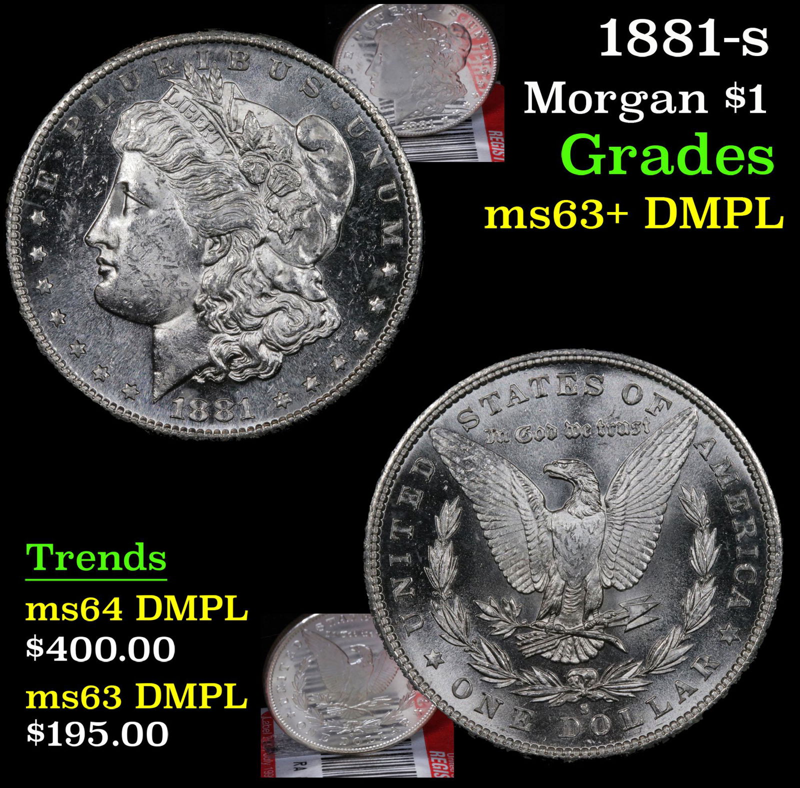 1881-s Morgan Dollar $1 Grades Select Unc+ DMPL (1 of 7)