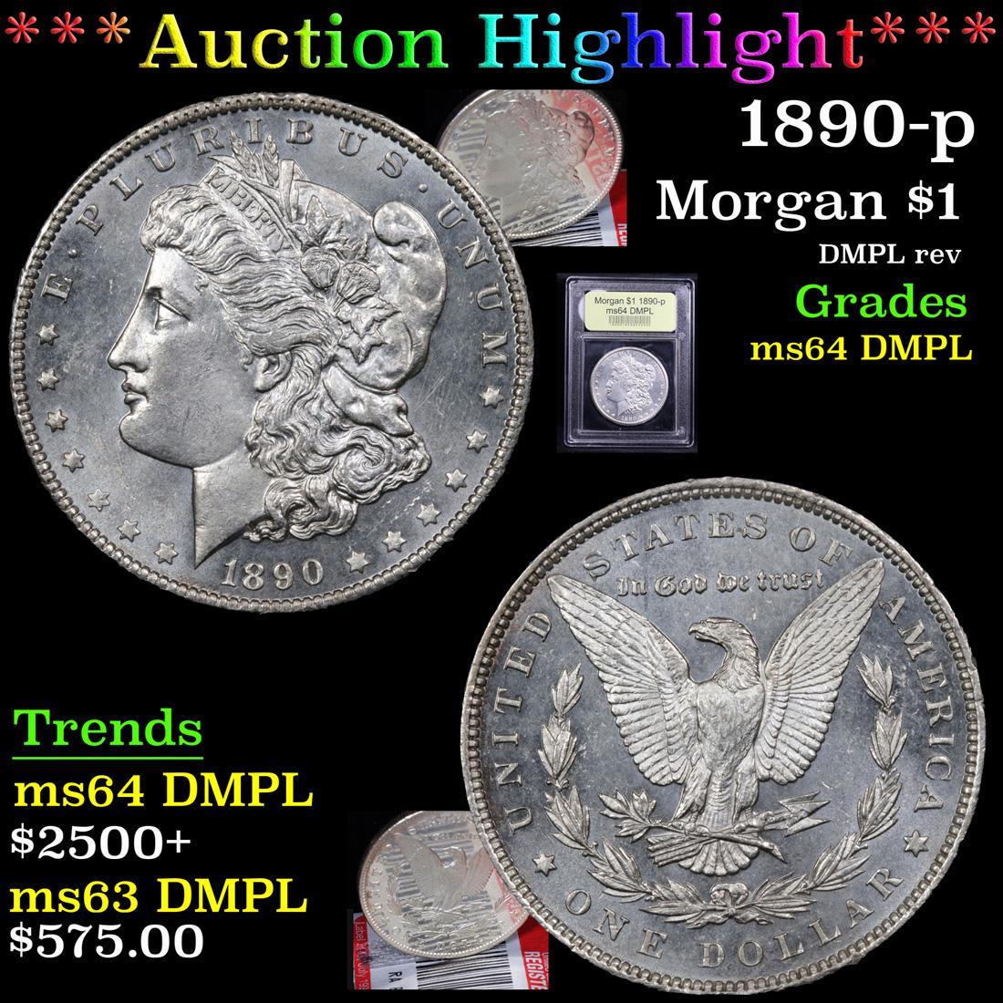 1890-p Morgan Dollar $1 Graded Choice Unc DMPL By USCG (1 of 7)