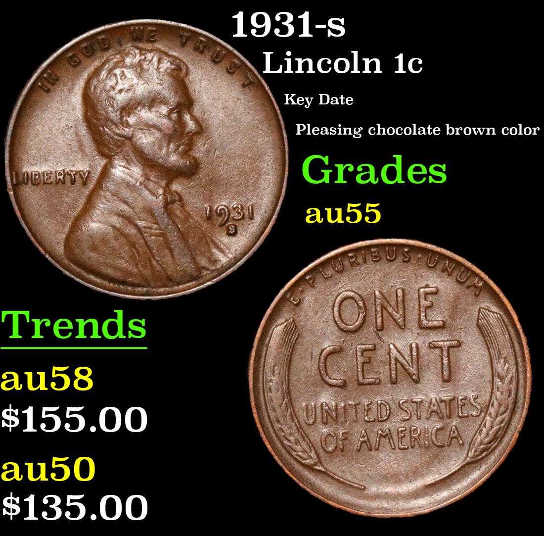 1931-s Lincoln Cent 1c Grades Choice AU (1 of 3)