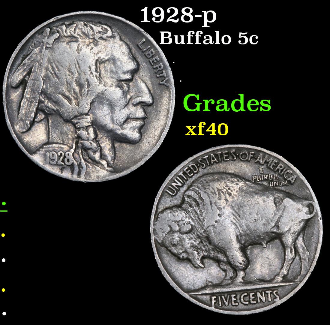 1928-p Buffalo Nickel 5c Grades xf (1 of 3)