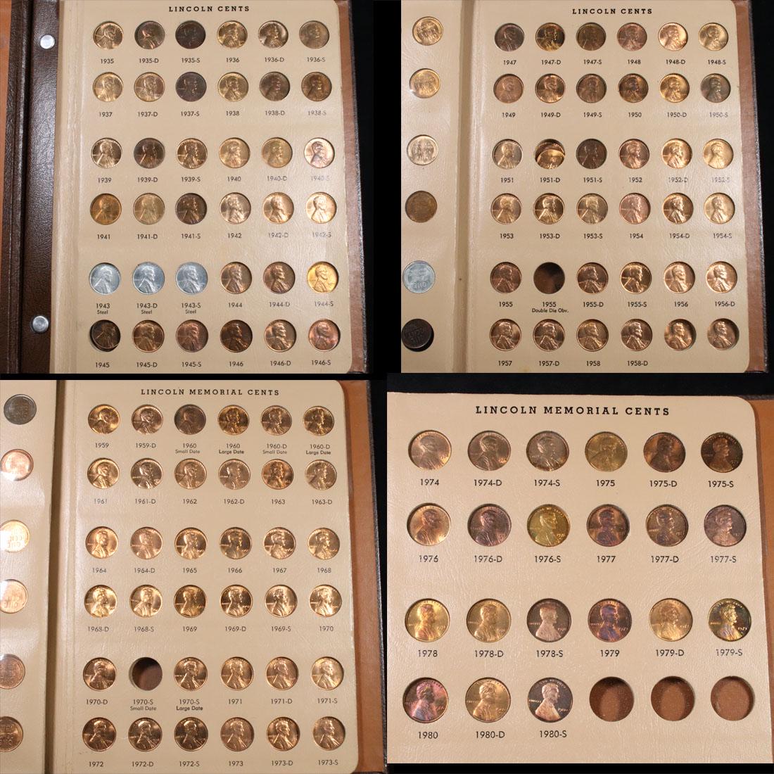 Near Complete Lincoln cent book 1935-1980 124 coins (1 of 6)