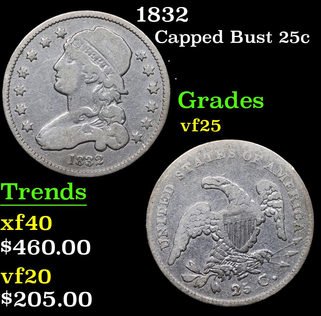 1832 Capped Bust Quarter 25c Grades vf+ (1 of 3)