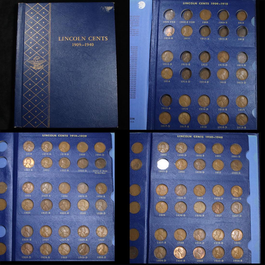 Partial Lincoln cent book 1909-1940 72 coins . . (1 of 5)