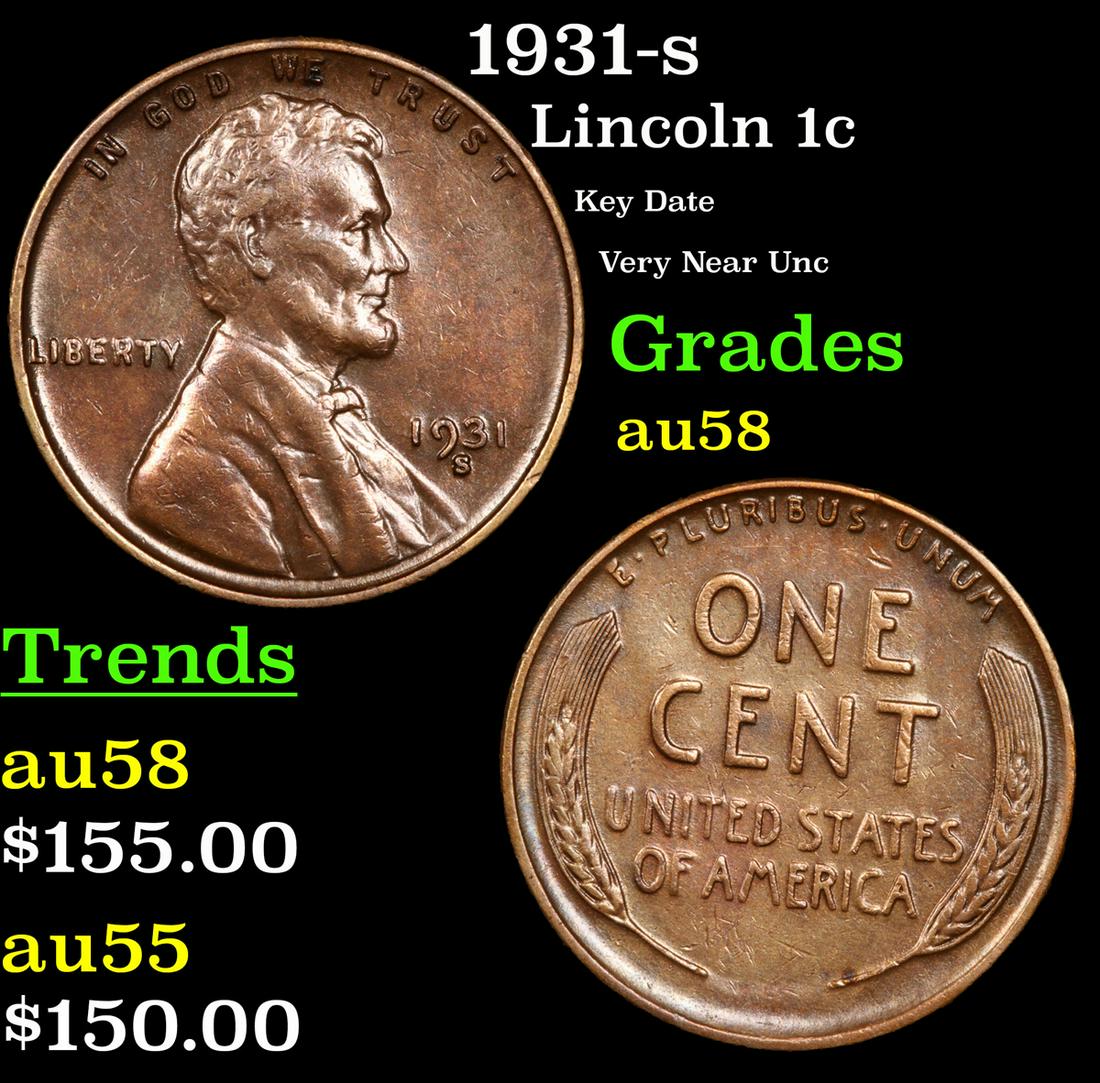 1931-s Lincoln Cent 1c Grades Choice AU/BU Slider (1 of 3)