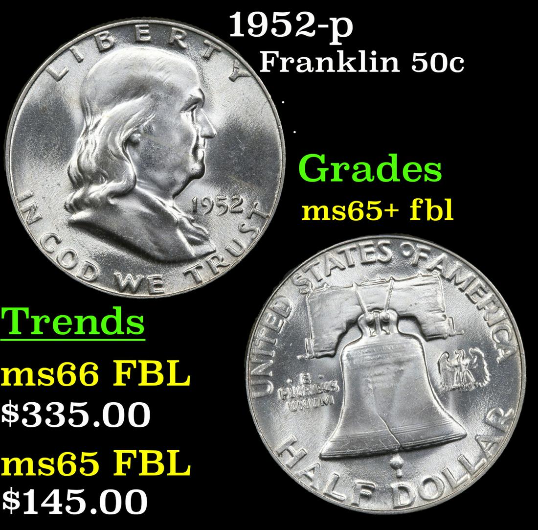 1952-p Franklin Half Dollar 50c Grades GEM+ FBL (1 of 3)