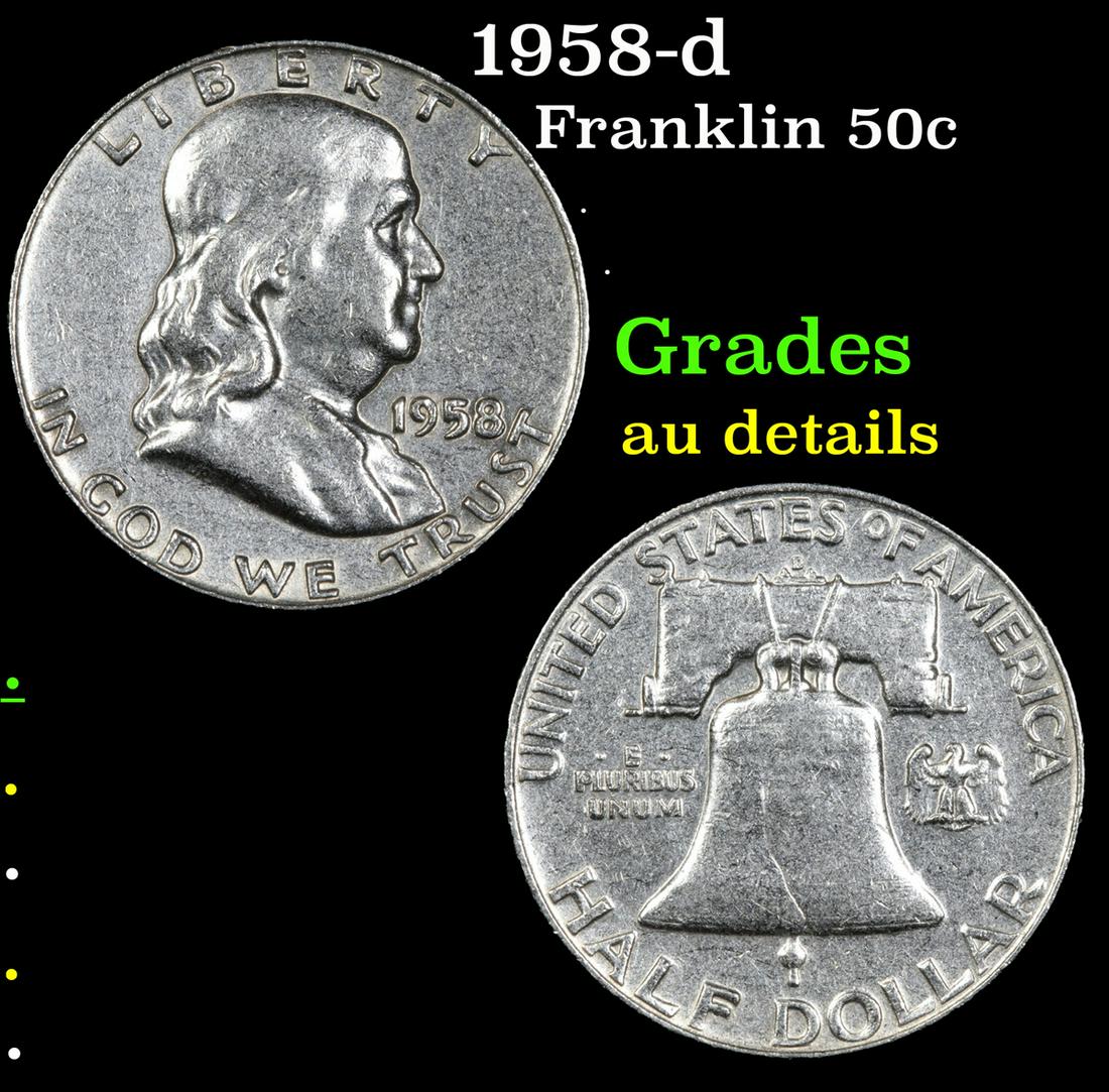 1958-d Franklin Half Dollar 50c Grades AU Details (1 of 3)