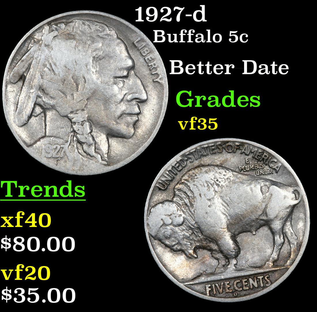 1927-d Buffalo Nickel 5c Grades vf++ (1 of 3)