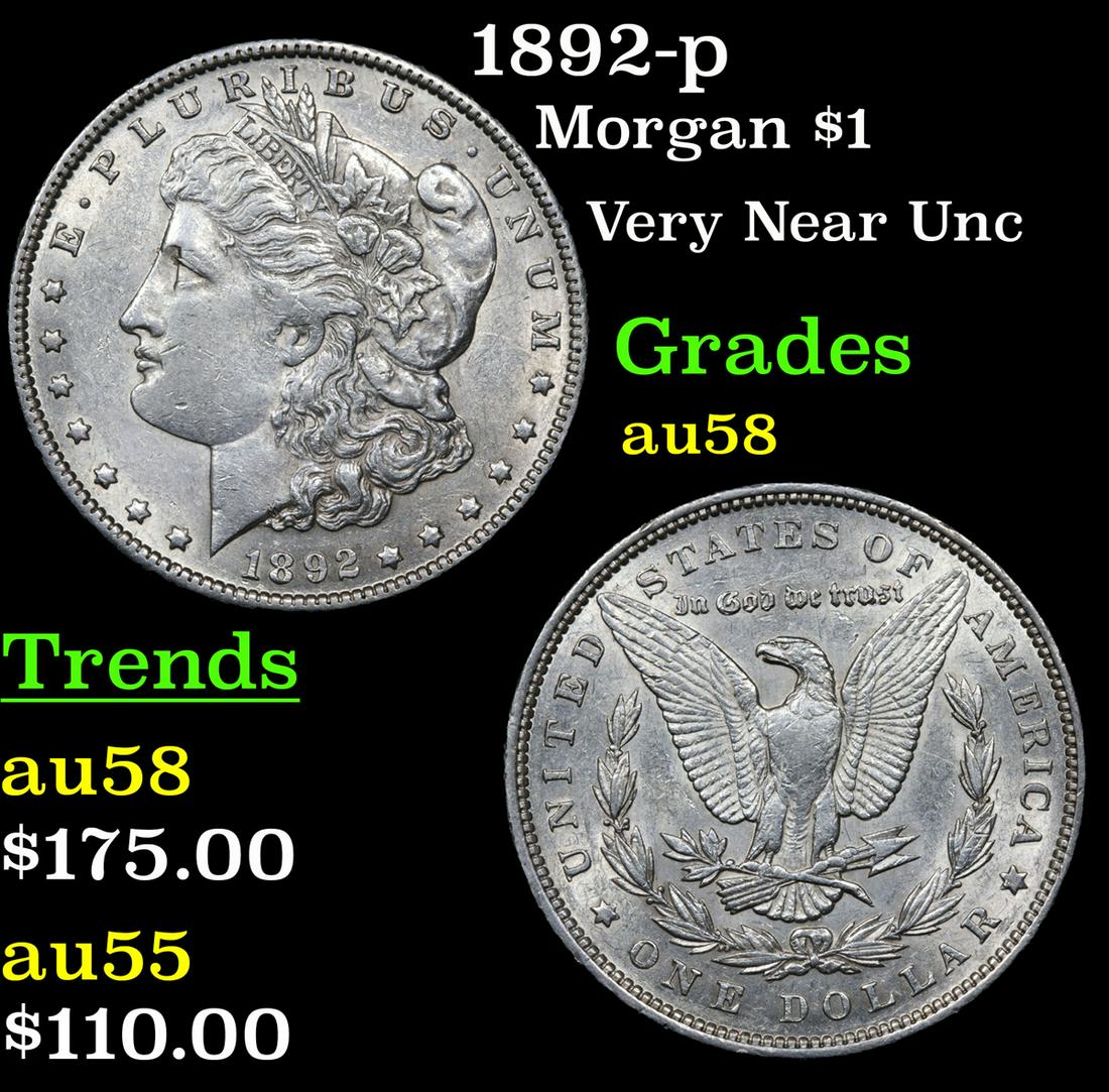 1892-p Morgan Dollar $1 Grades Choice AU/BU Slider (1 of 3)