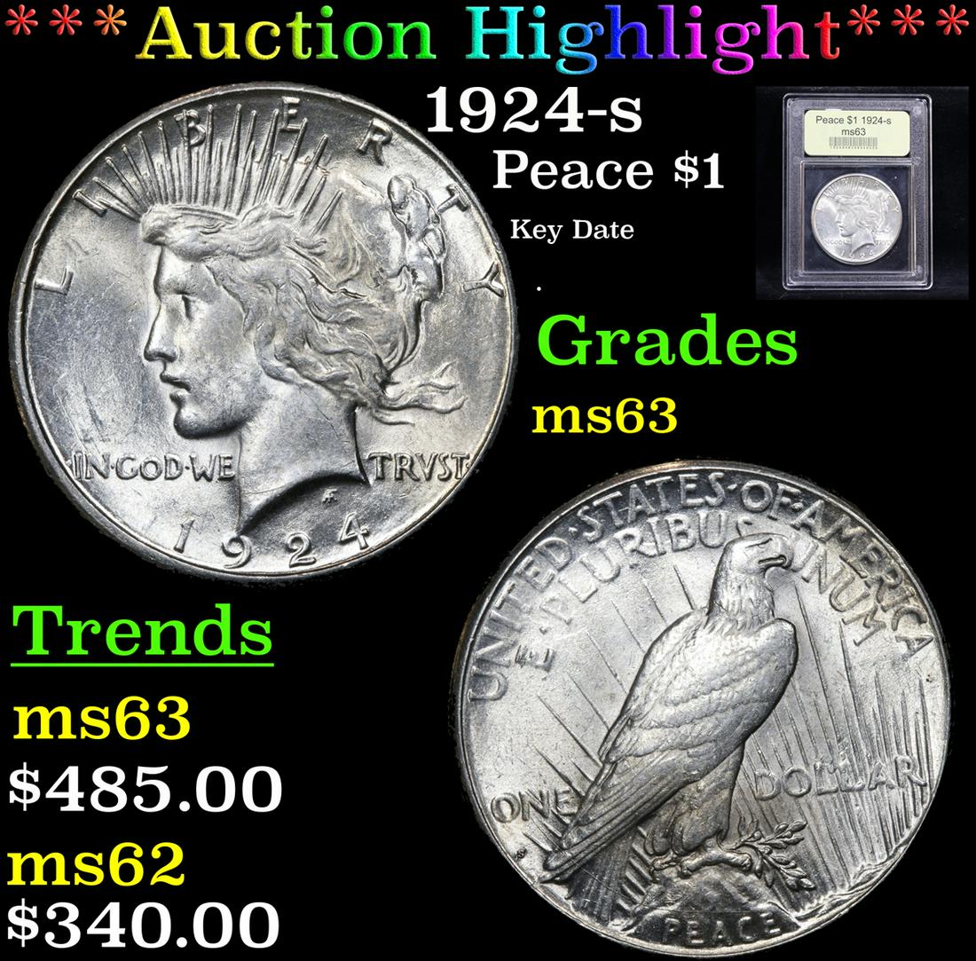 ***Auction Highlight*** 1924-s Peace Dollar $1 Graded (1 of 5)