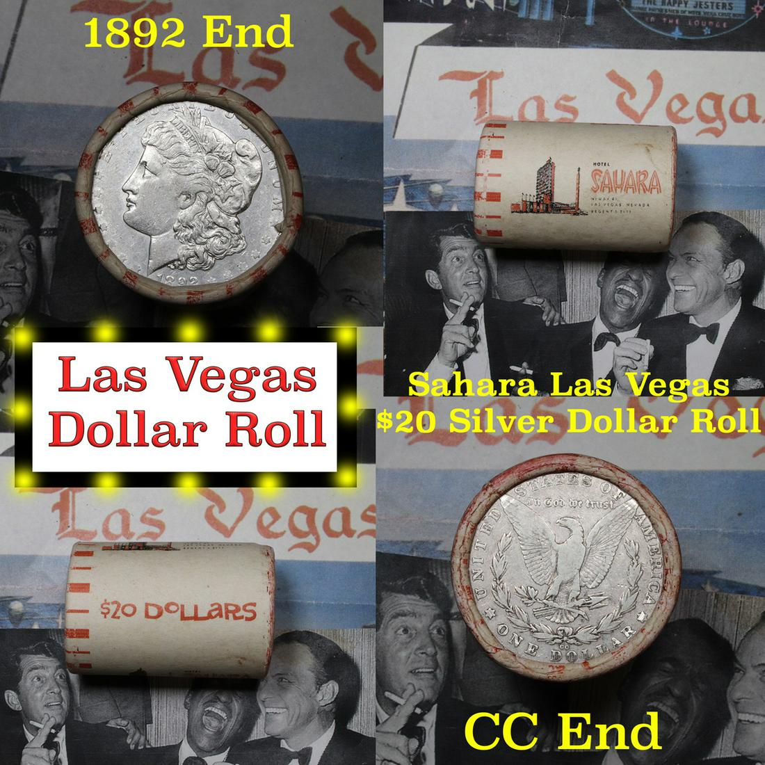 *Auction Highlight* Full Morgan/Peace Sahara Hotel: *Auction Highlight* Full Morgan/Peace Sahara Hotel silver $1 roll $20, 1892 & CC ends. This roll is held in an old casino wrapper from the Sahara Hotel & Casino Las Vegas, Nevada. This roll contains 2