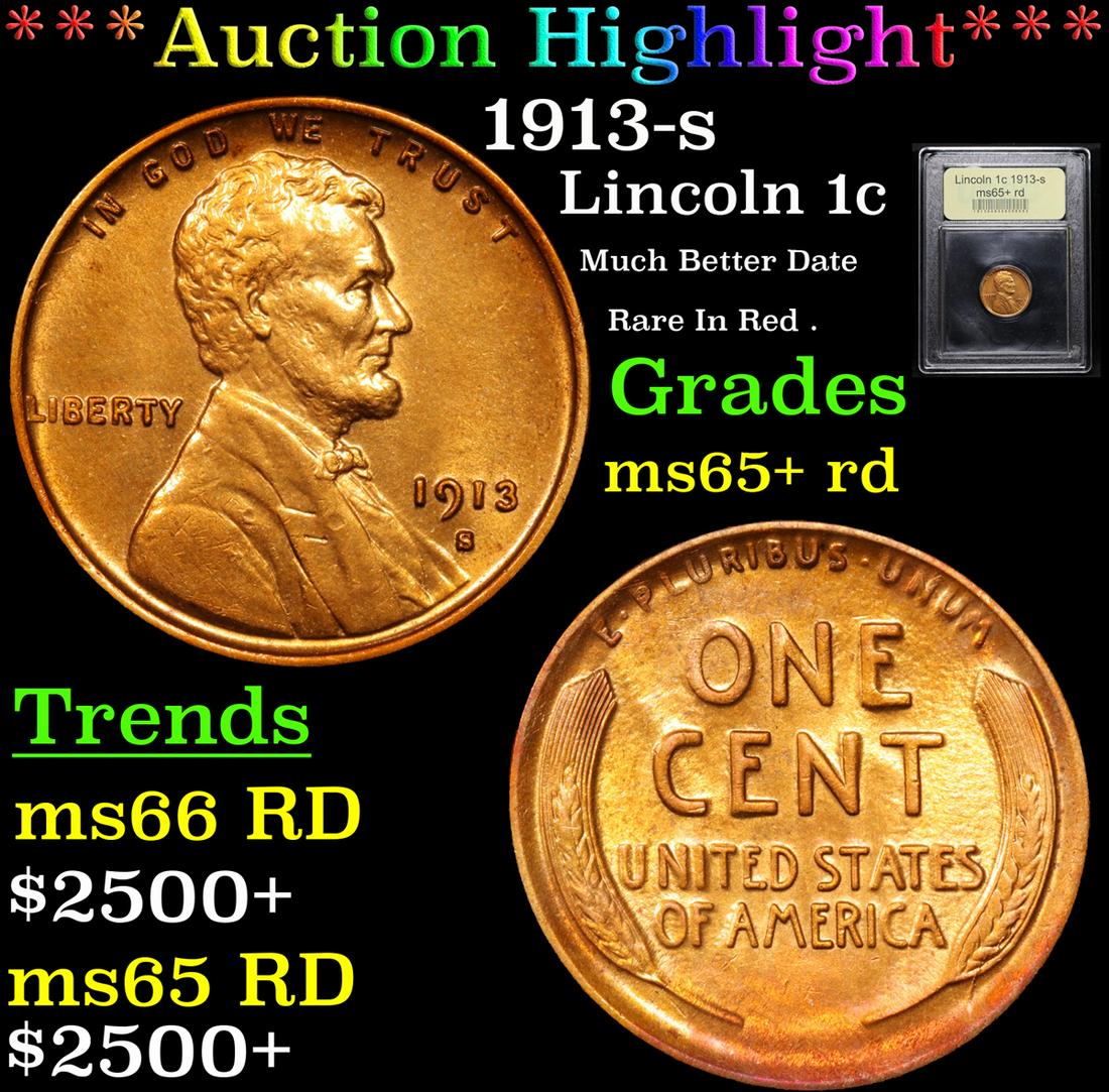 ***Auction Highlight*** 1913-s Lincoln Cent 1c Graded (1 of 5)