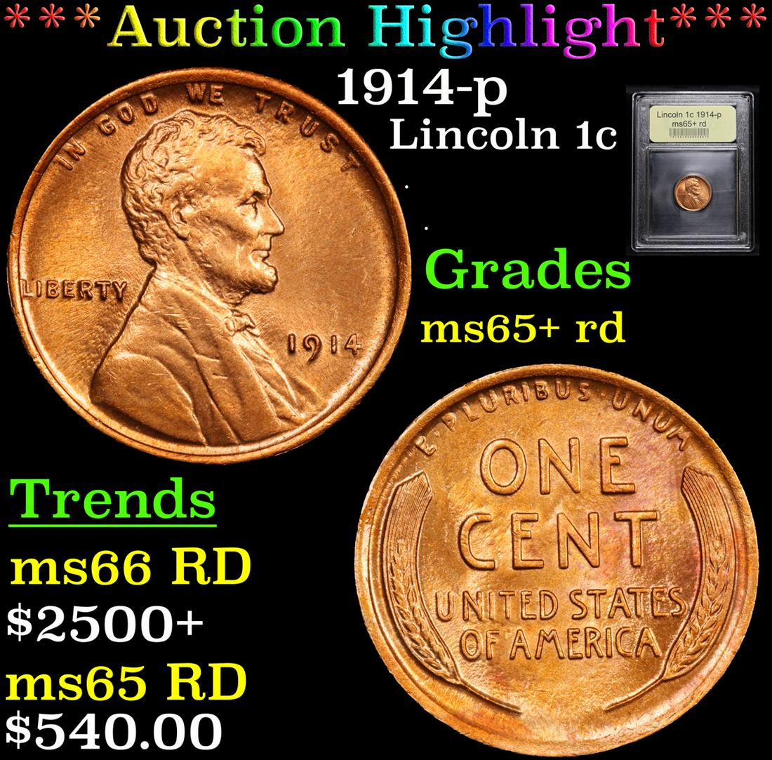 ***Auction Highlight*** 1914-p Lincoln Cent 1c Graded (1 of 5)