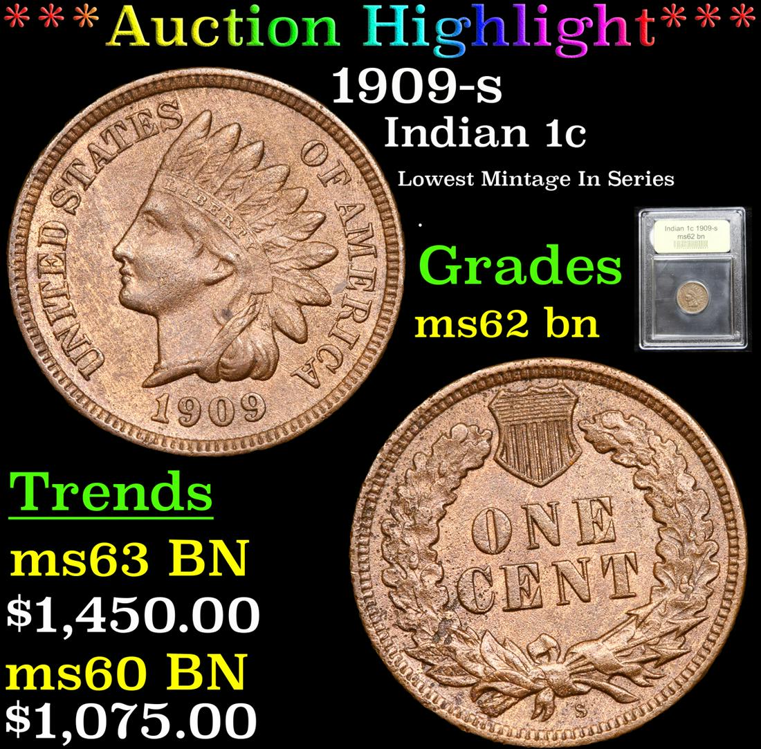 ***Auction Highlight*** 1909-s Indian Cent 1c Graded (1 of 5)