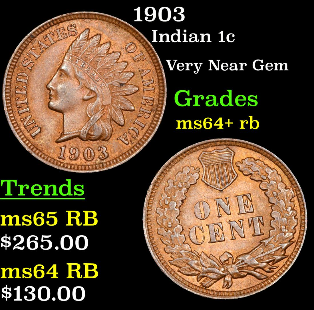 1903 Indian Cent 1c Grades Choice+ Unc RB (1 of 3)