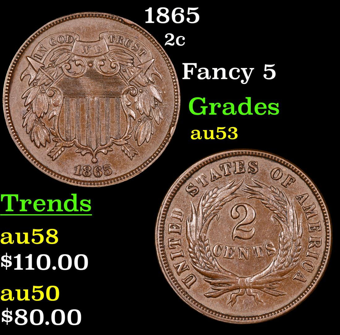 1865 Two Cent Piece 2c Grades Select AU (1 of 3)