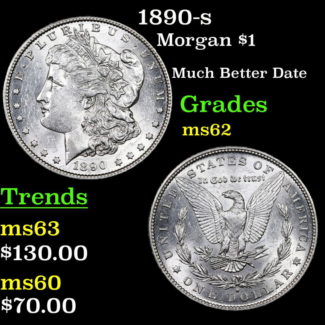 1890-s Morgan Dollar $1 Grades Select Unc (1 of 3)