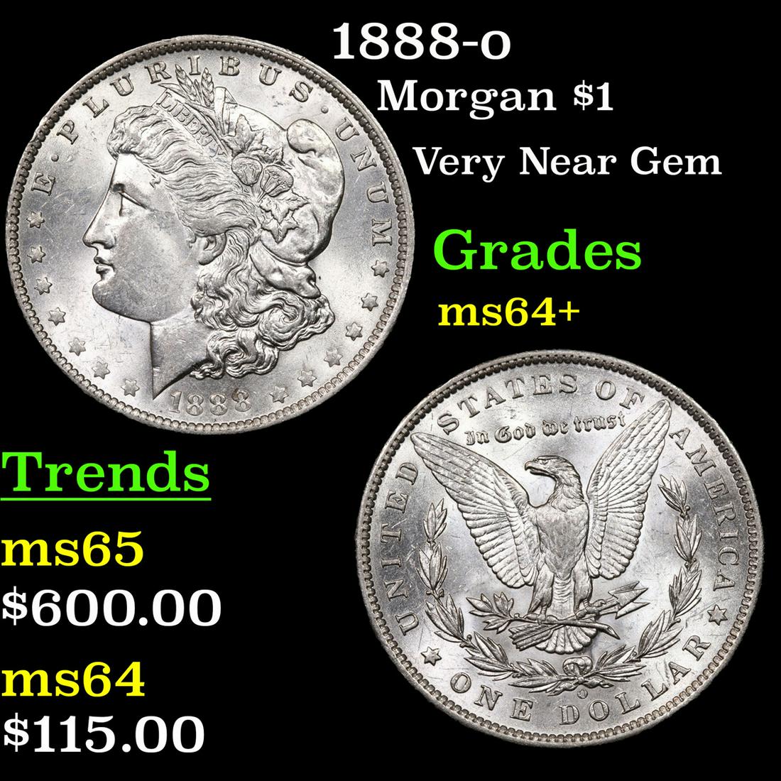 1888-o Morgan Dollar $1 Grades Choice+ Unc (1 of 3)