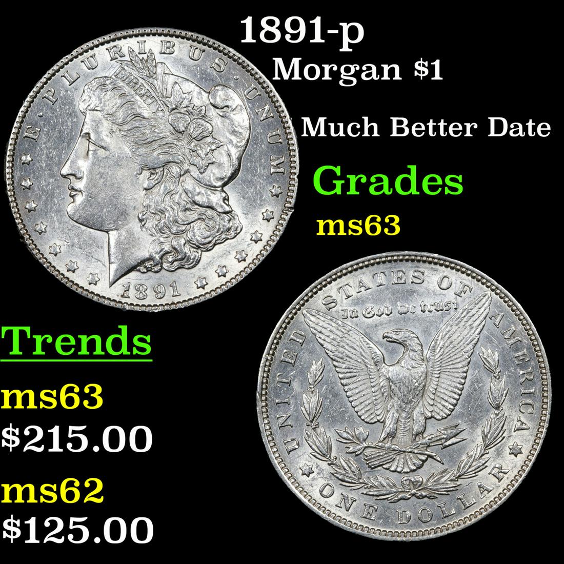 1891-p Morgan Dollar $1 Grades Select Unc (1 of 3)